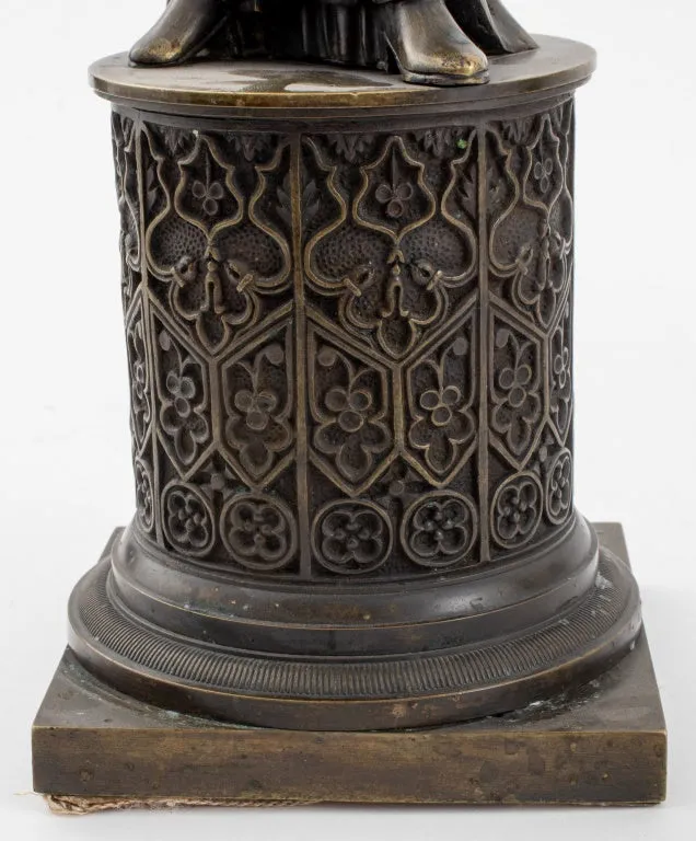 Chinoiserie Patinated Brass Figural Candelabra, 2