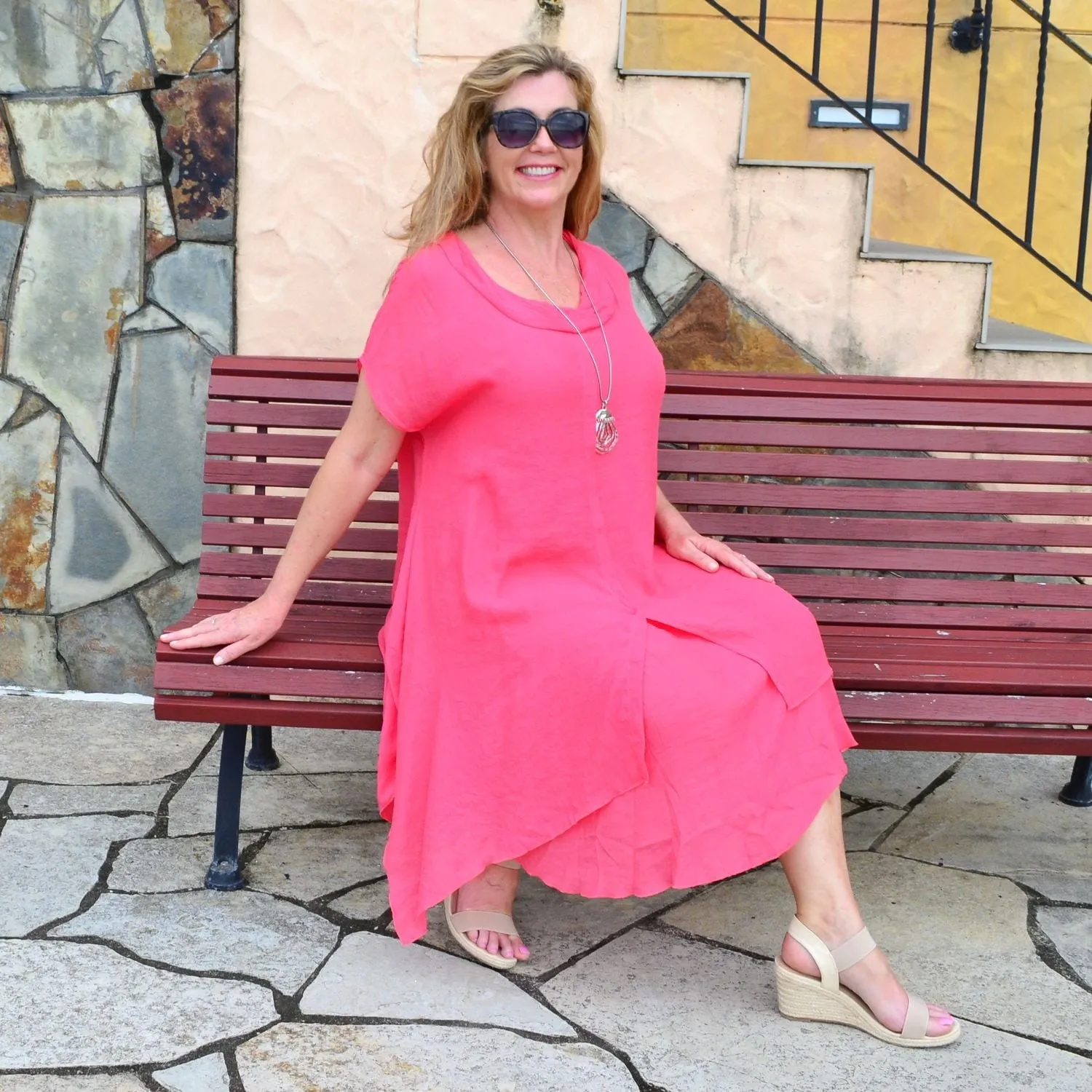 Coral Drop shoulder Tunic Dress