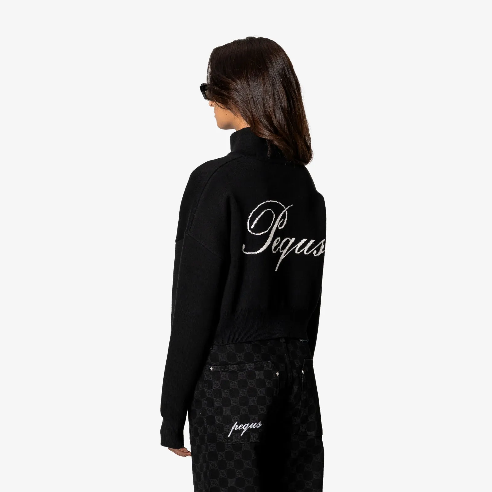 Cropped Handwritten Logo Knit Sweater