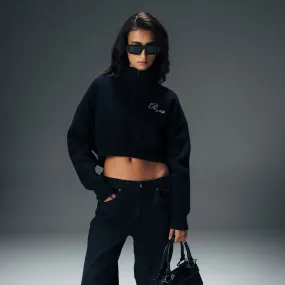 Cropped Handwritten Logo Knit Sweater