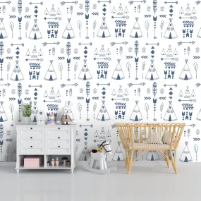 Cute Tribal Print for Kids Room, Blue