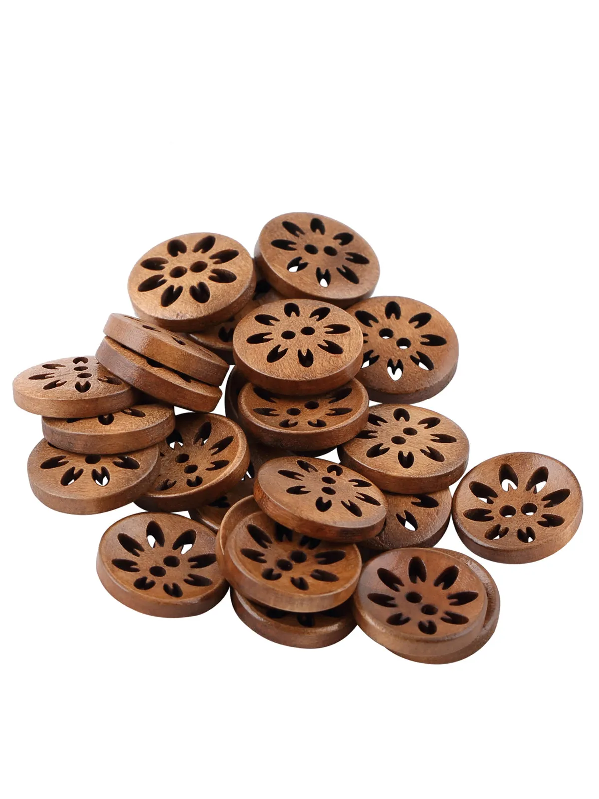 Cutwork Design Wooden Brown Jacket Button