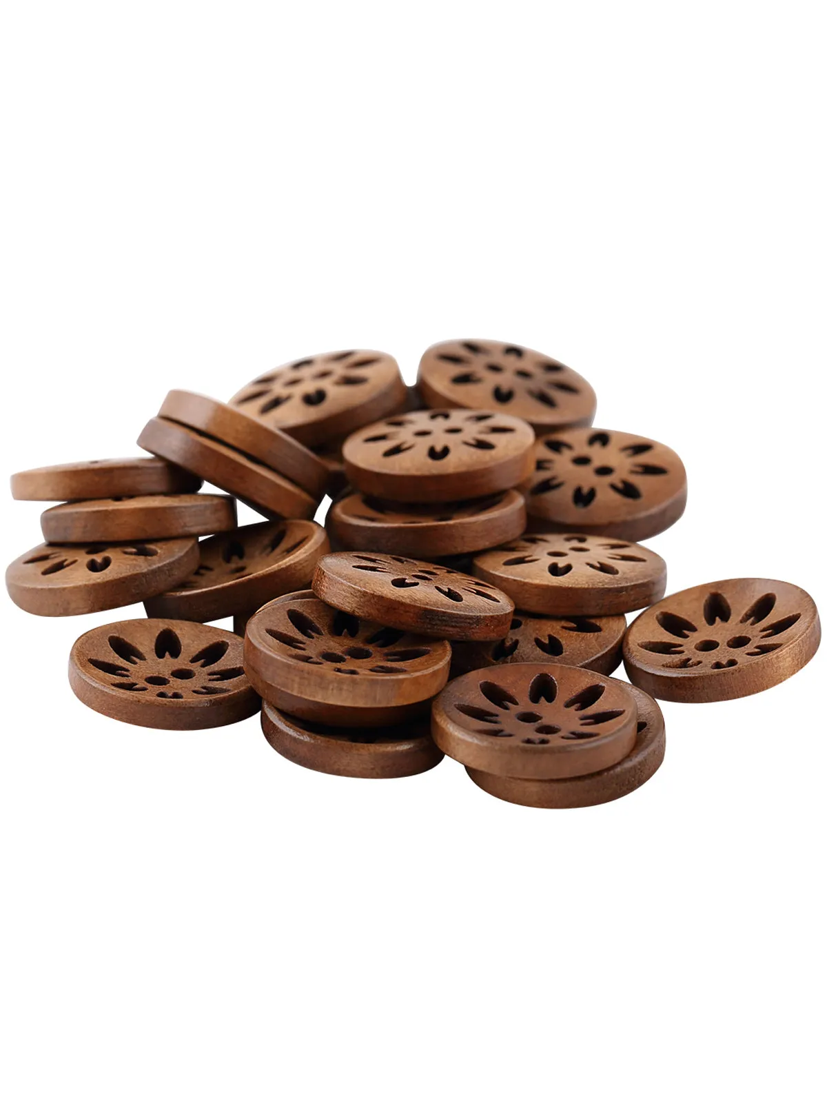 Cutwork Design Wooden Brown Jacket Button