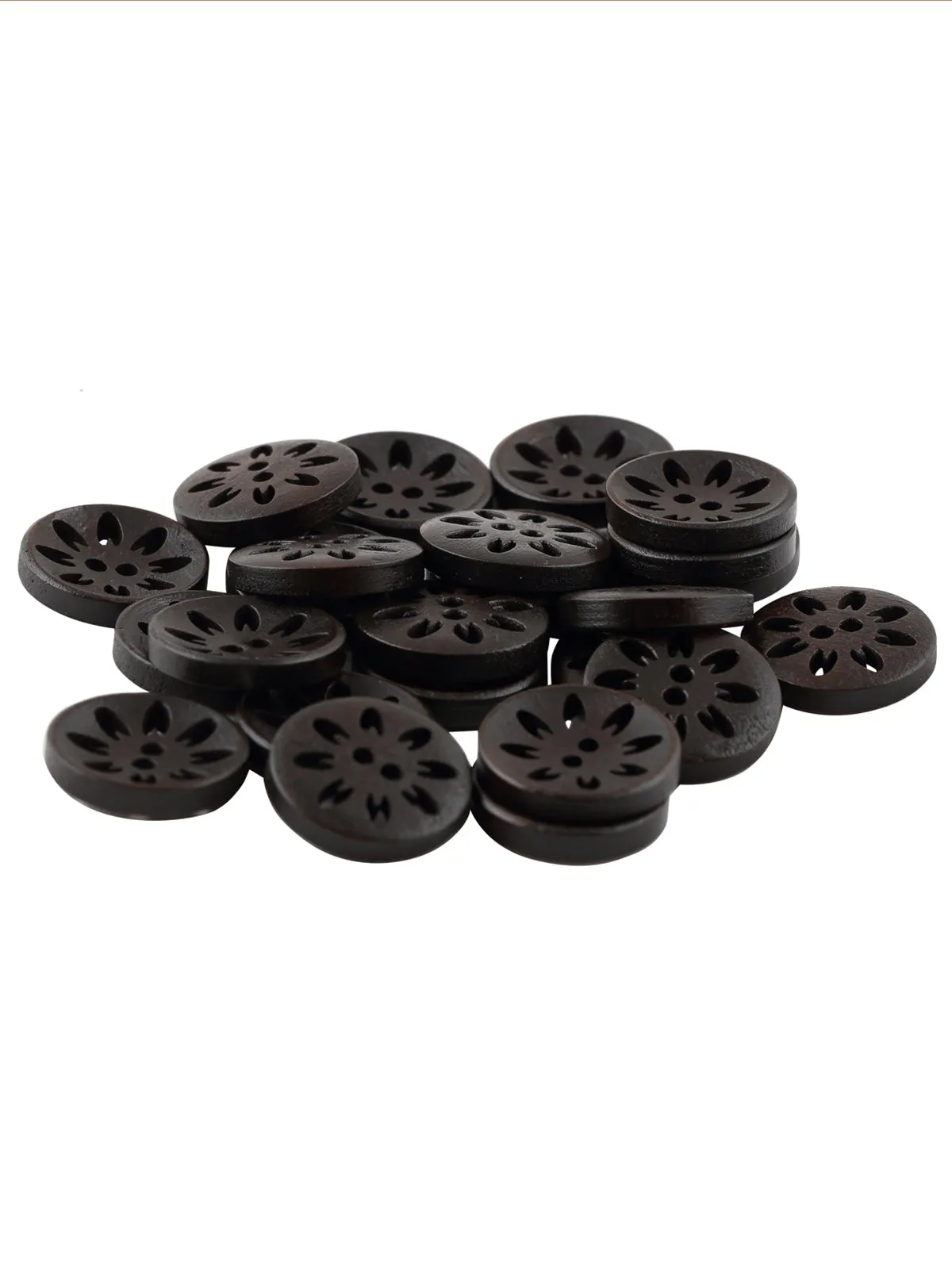Cutwork Design Wooden Brown Jacket Button