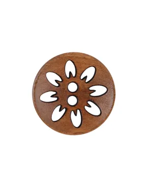 Cutwork Design Wooden Brown Jacket Button