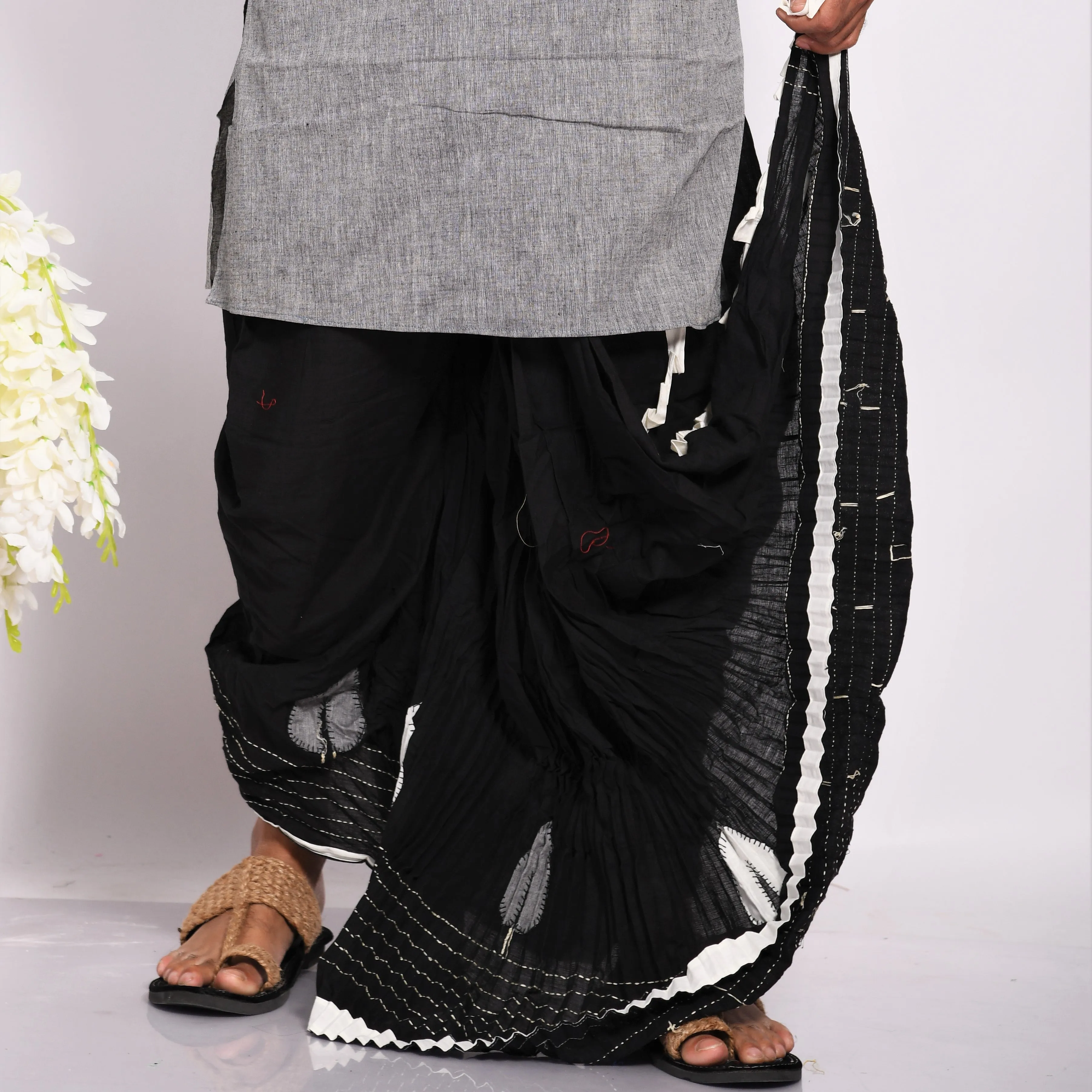Designer Kantha & Applique Dhoti- Ready to wear