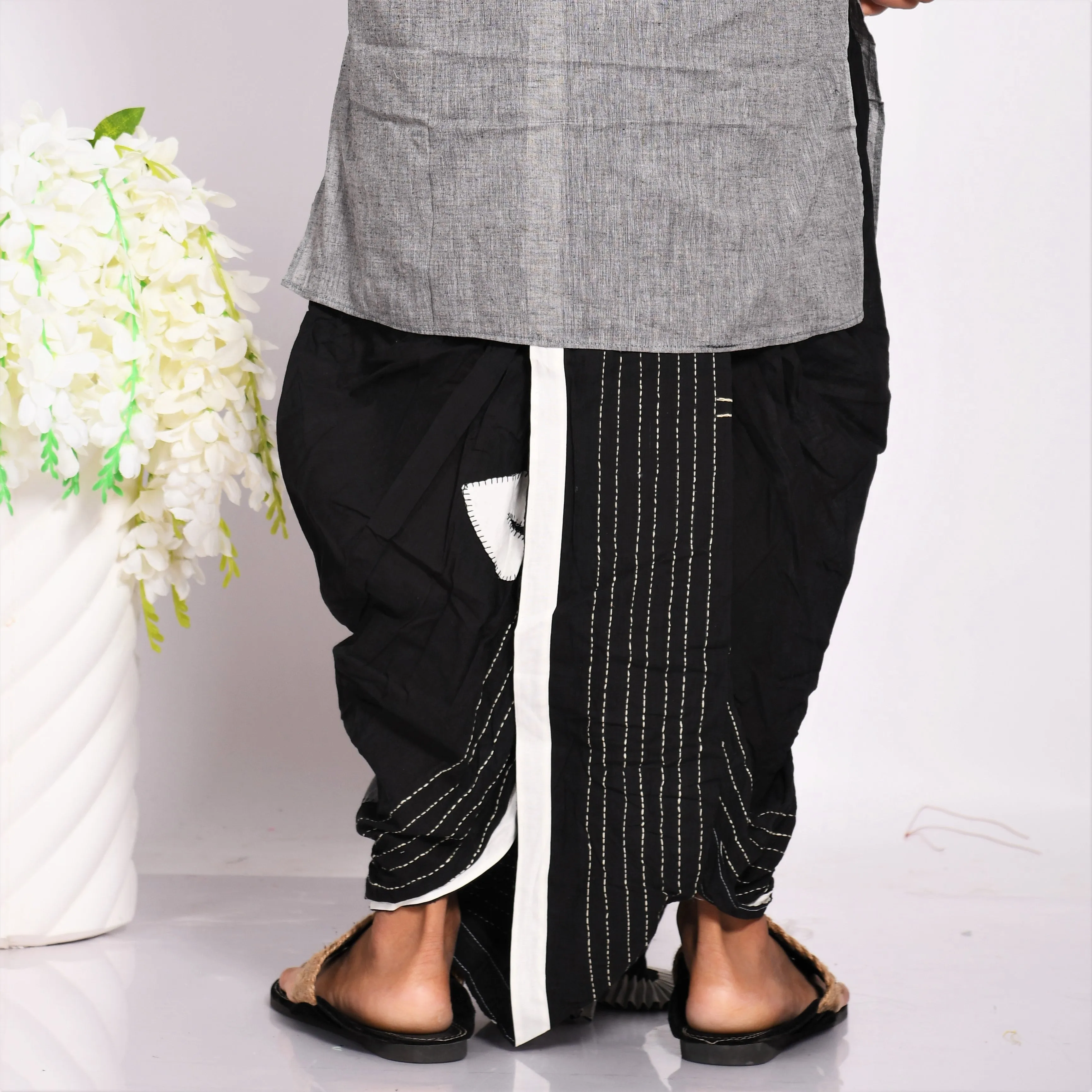 Designer Kantha & Applique Dhoti- Ready to wear