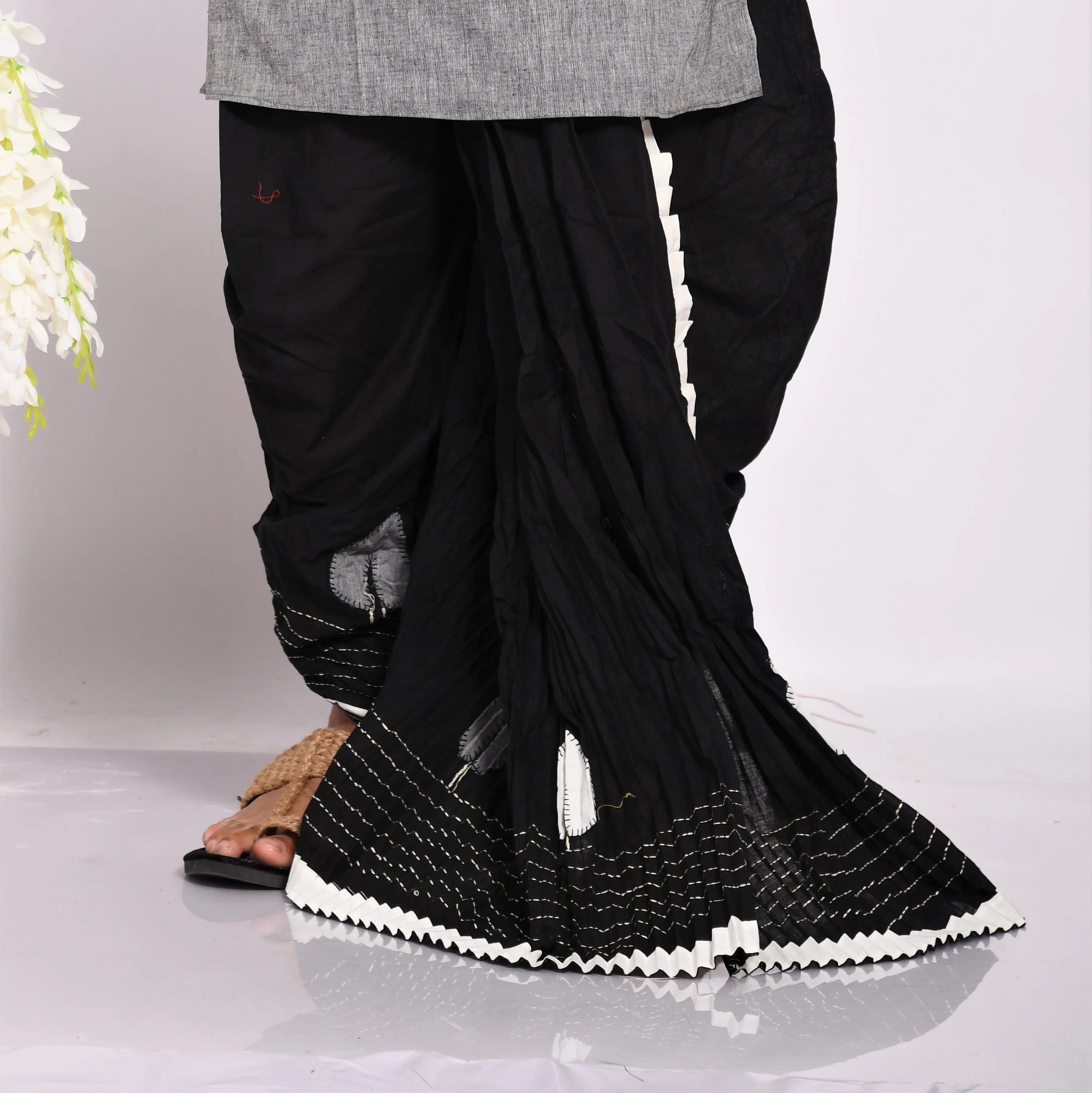 Designer Kantha & Applique Dhoti- Ready to wear