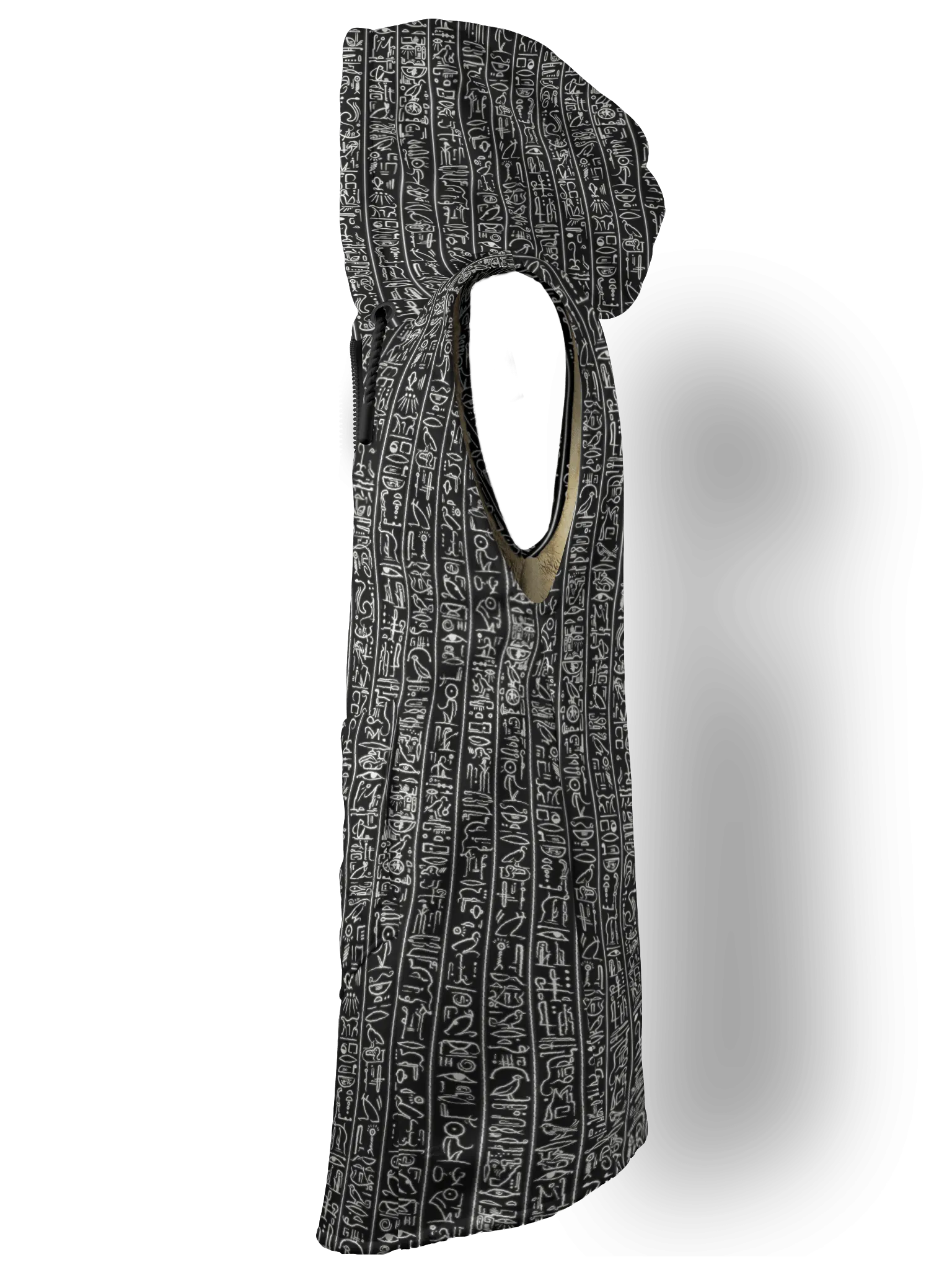 Egyptian Glyphs (Black) Cyber Hooder Cloak