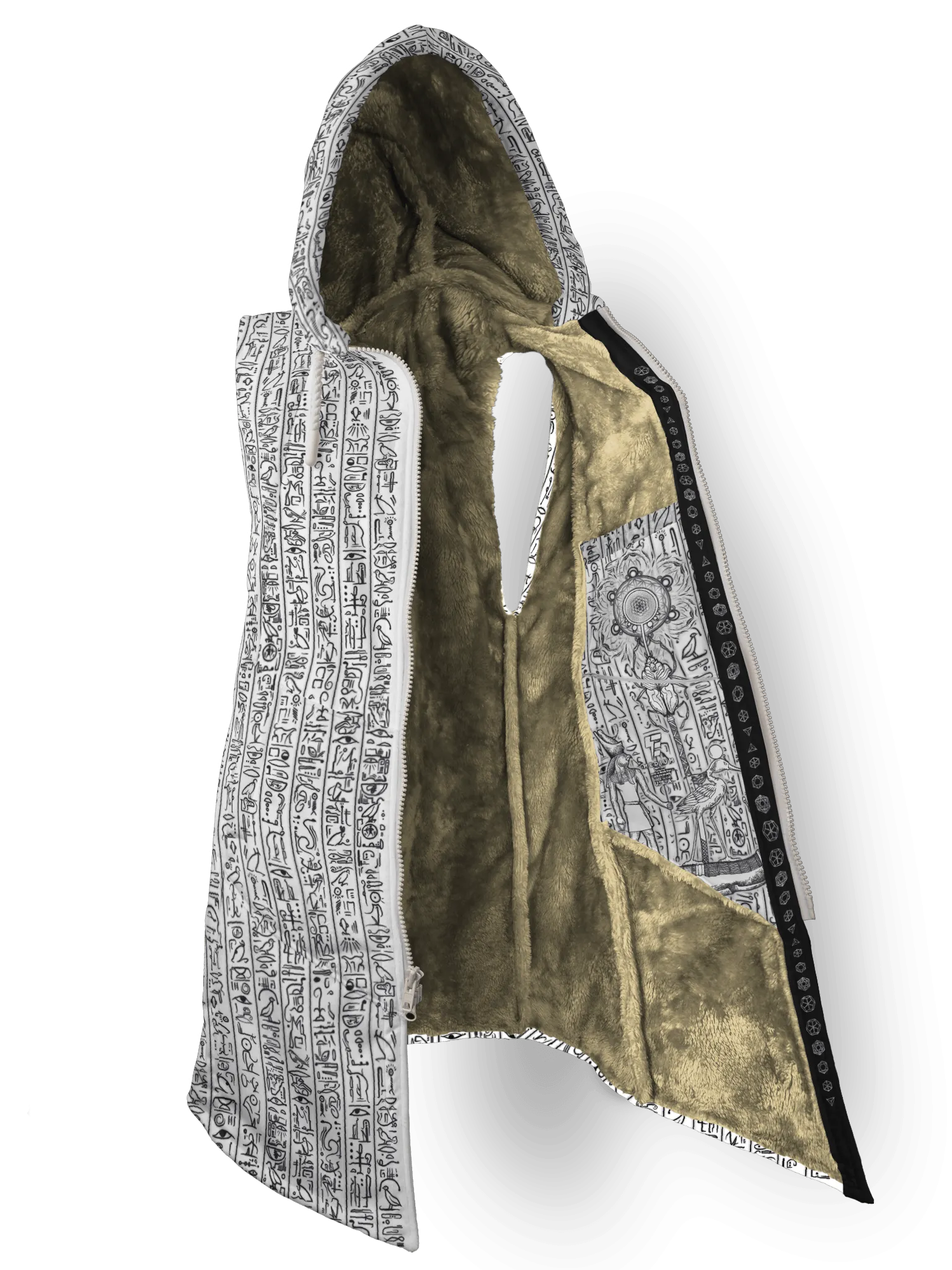 Egyptian Glyphs (White) Cyber Hooder Cloak