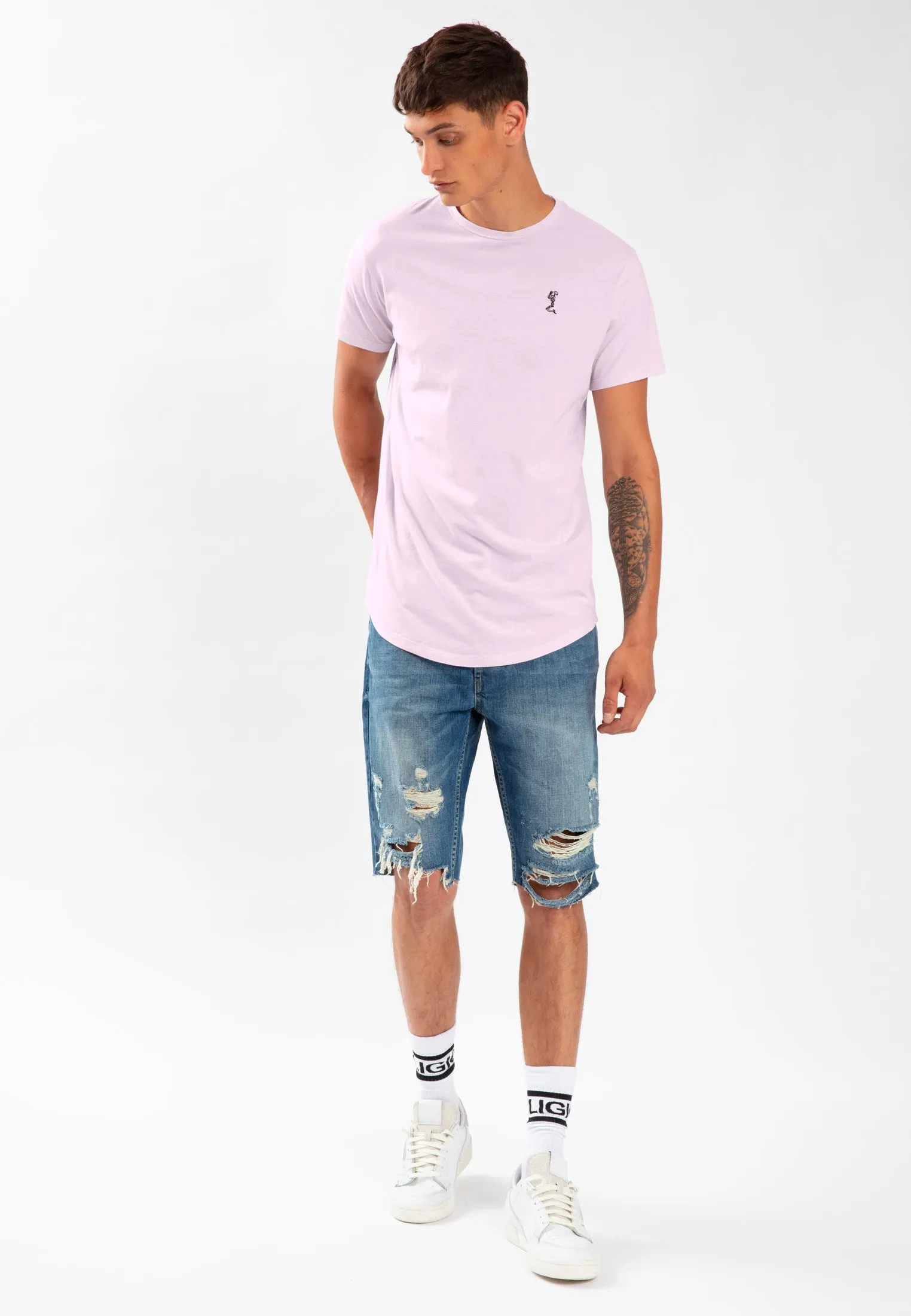 ESSENTIAL CURVED HEM LAVENDER T-SHIRT