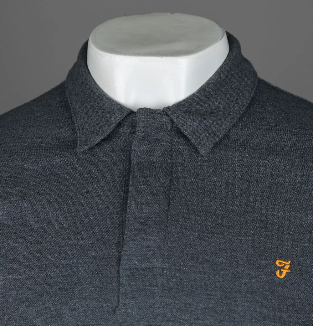 Farah Haslam Slim Fit LS Polo Shirt Grey Marl