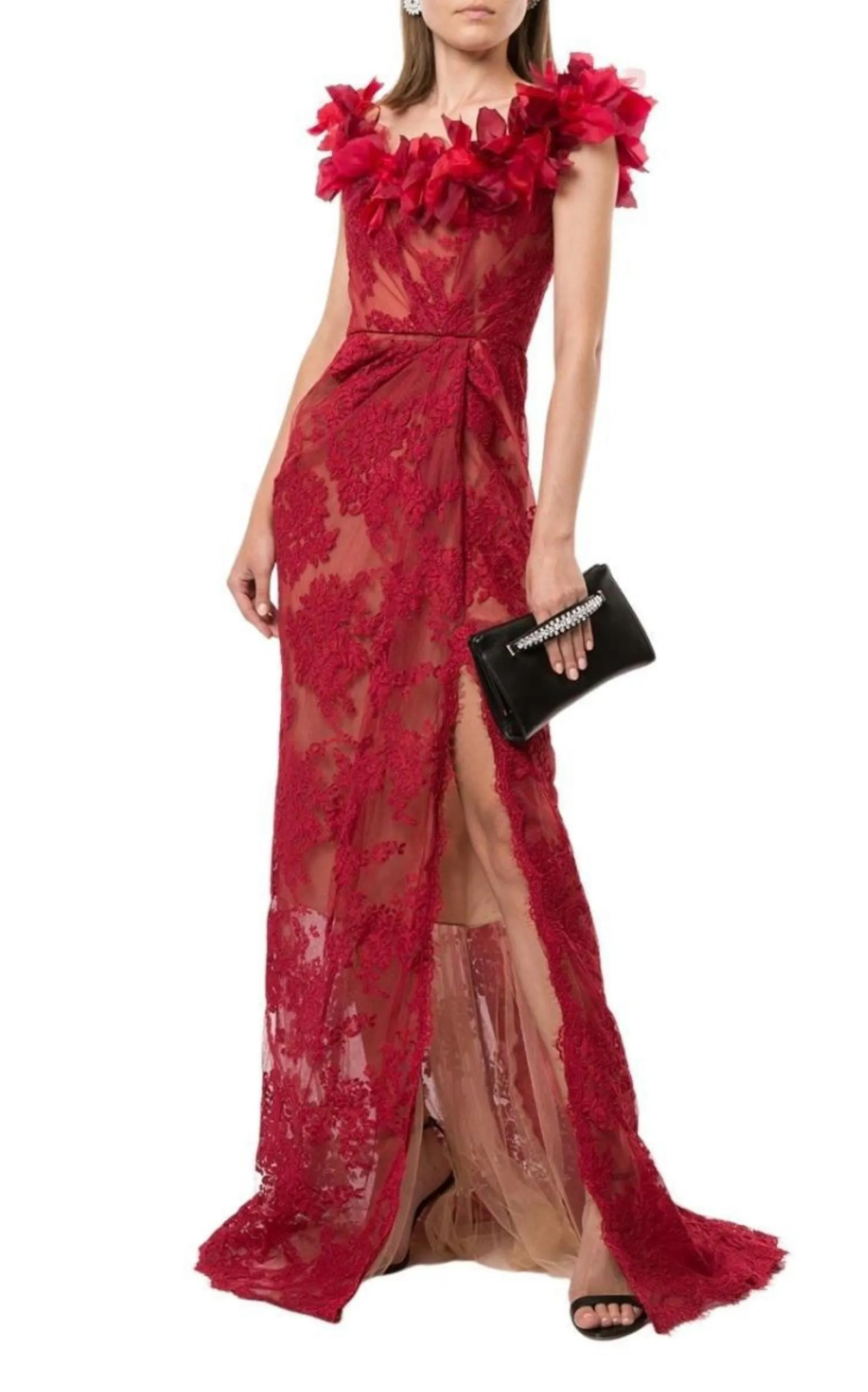 Floral Lace Off-The-Shoulder Gown