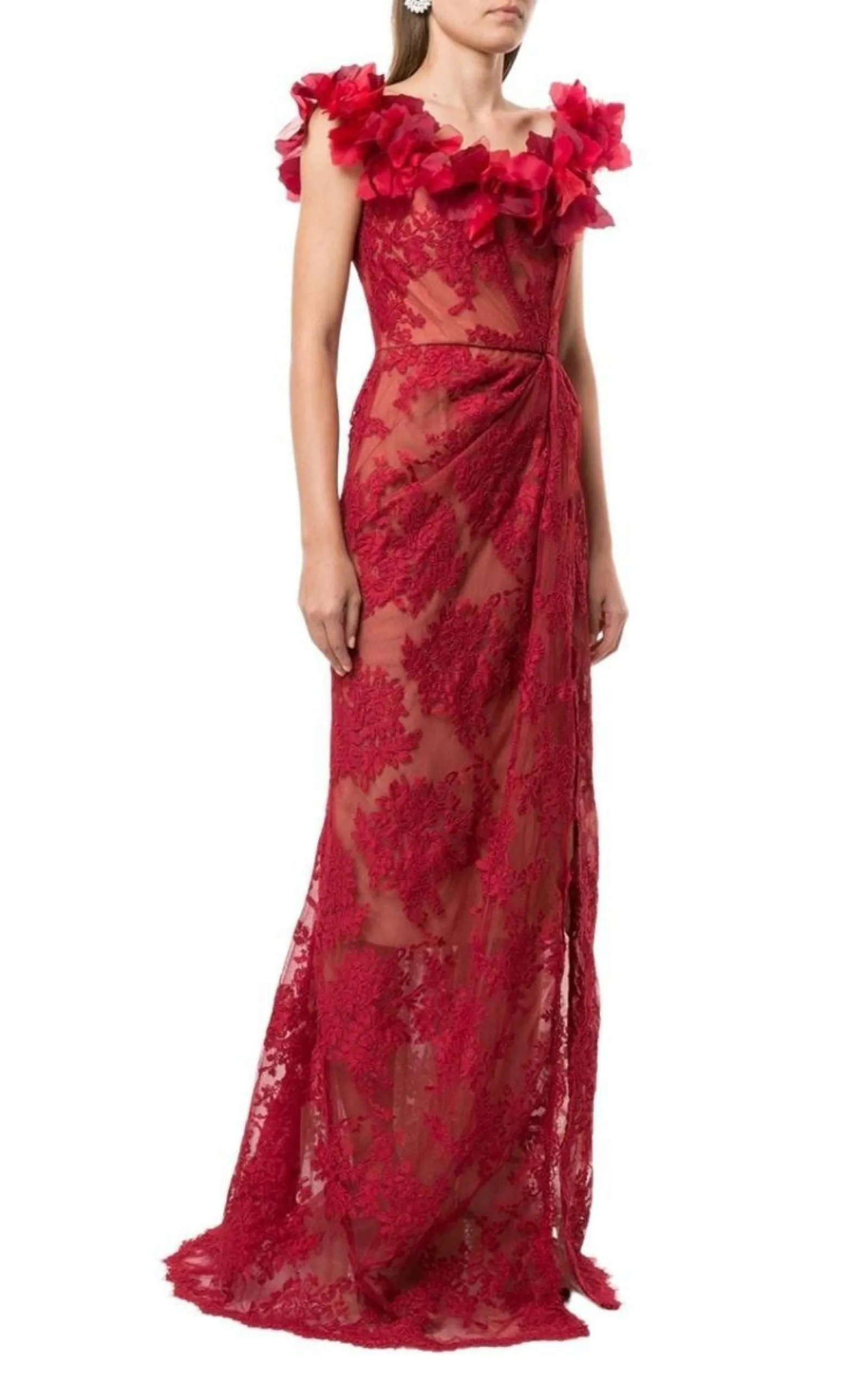 Floral Lace Off-The-Shoulder Gown