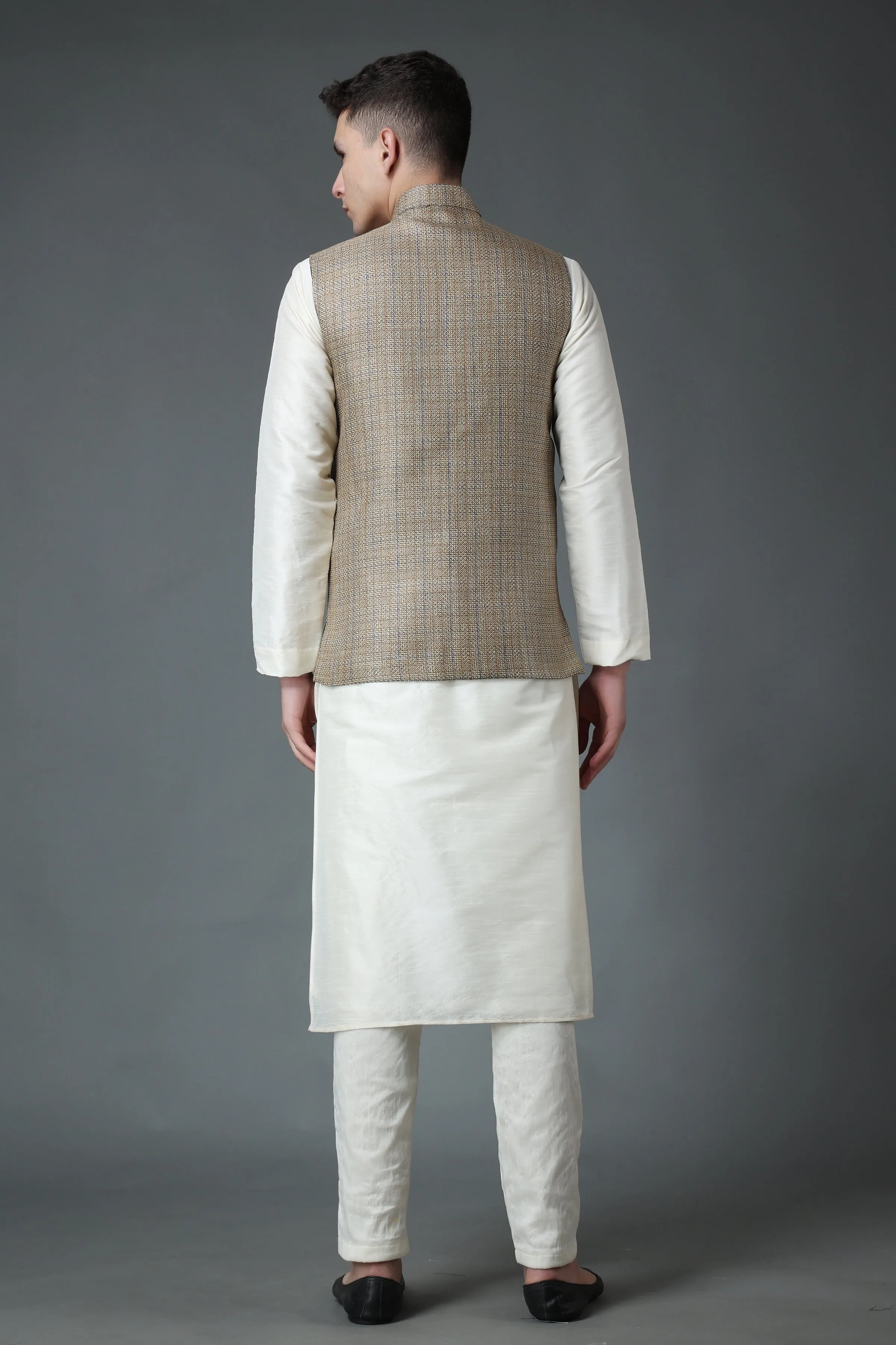 Ivory Festive Silk Jacket Set