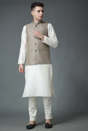 Ivory Festive Silk Jacket Set