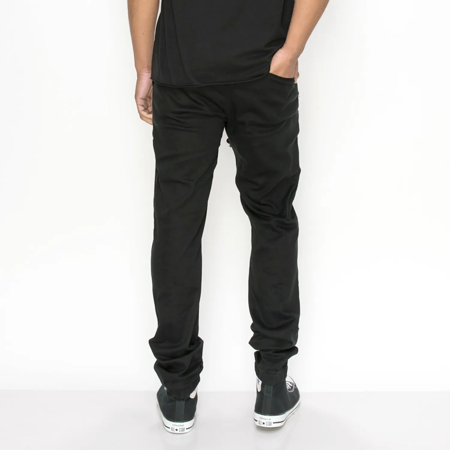 JG876 Slant Pocket Skinny Joggers (Open Pack) (BLACK)