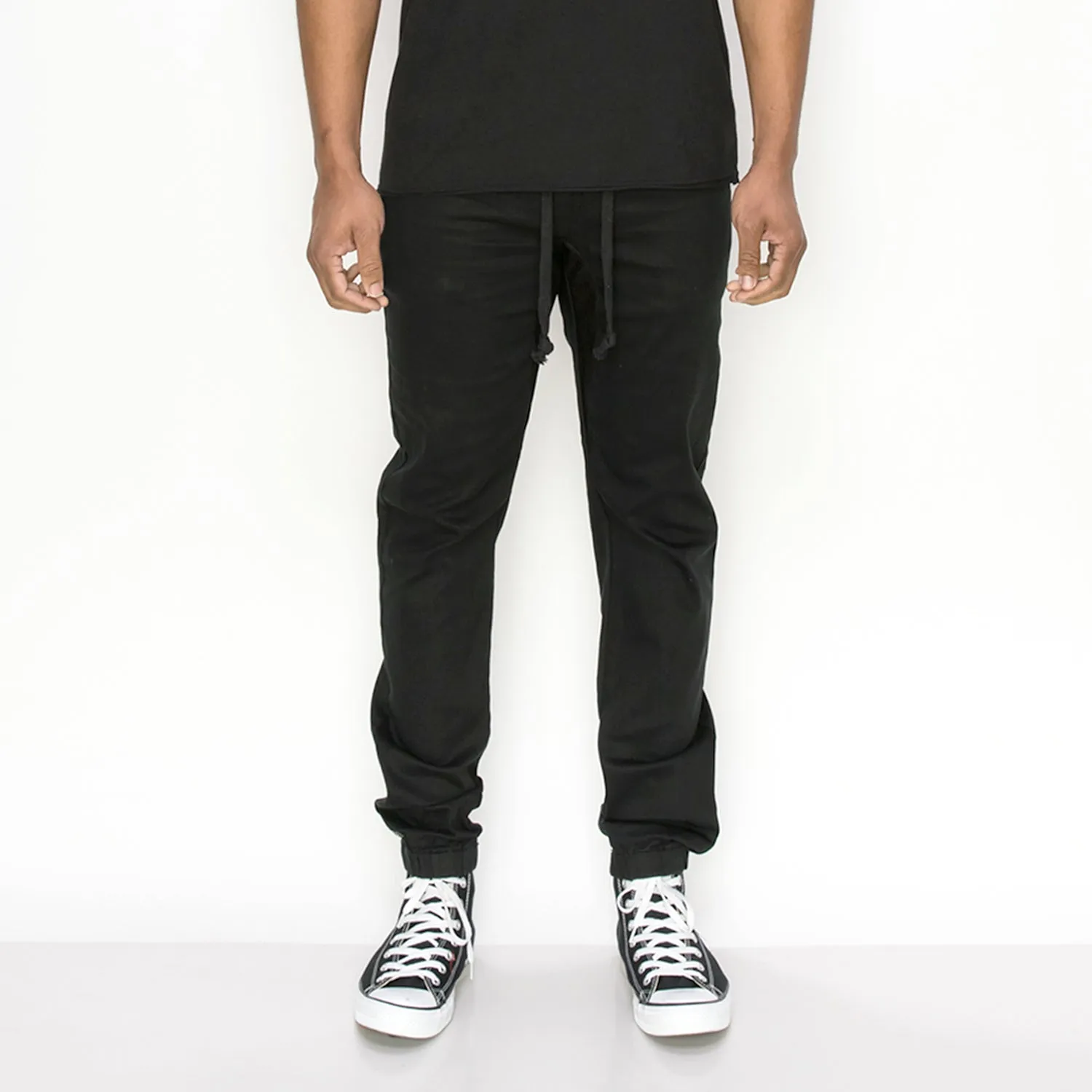 JG876 Slant Pocket Skinny Joggers (Open Pack) (BLACK)