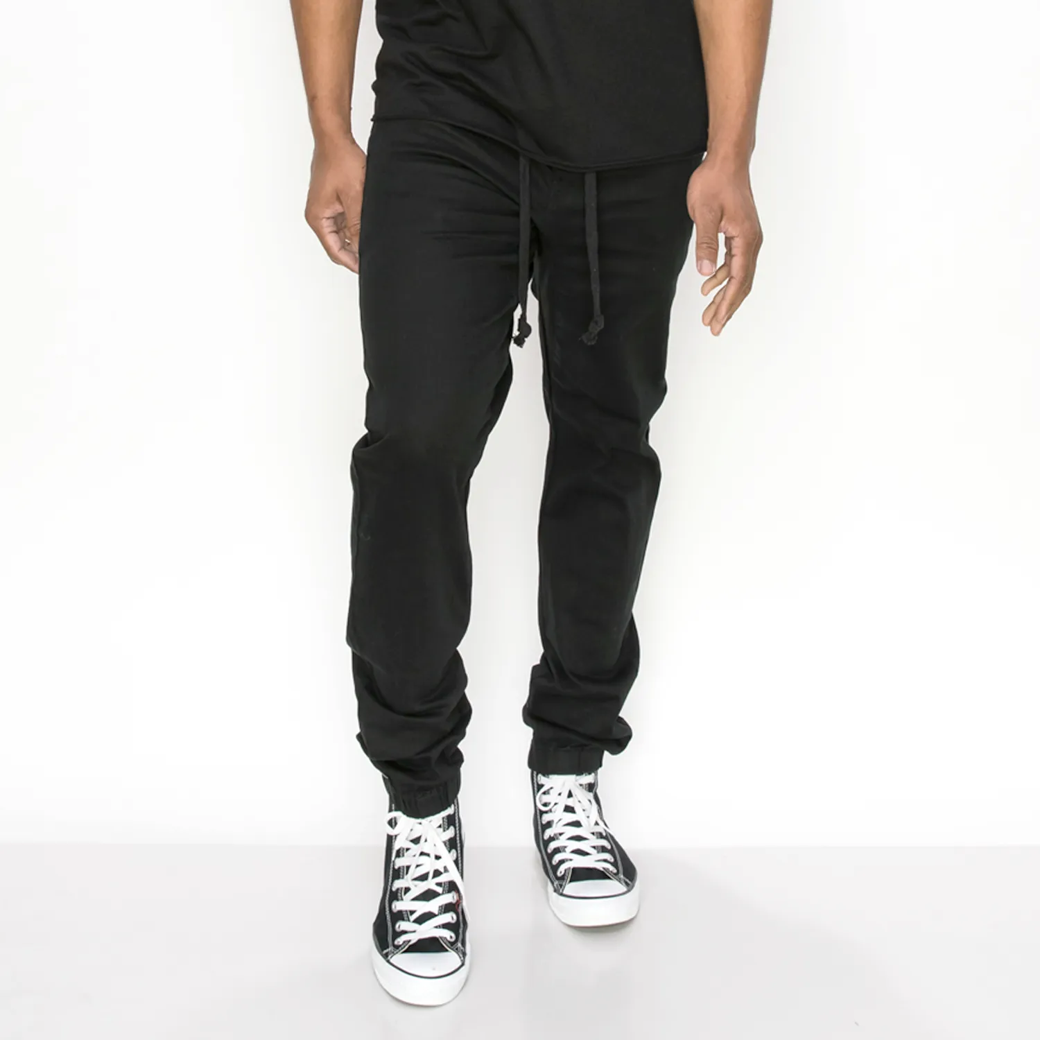 JG876 Slant Pocket Skinny Joggers (Open Pack) (BLACK)