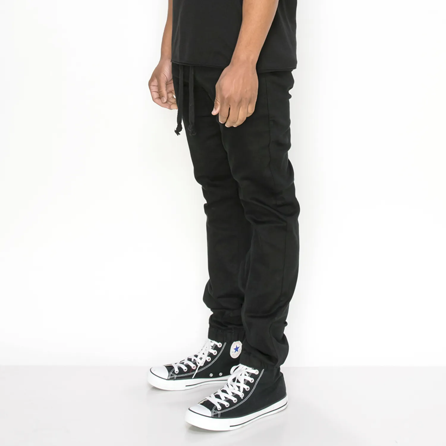 JG876 Slant Pocket Skinny Joggers (Open Pack) (BLACK)