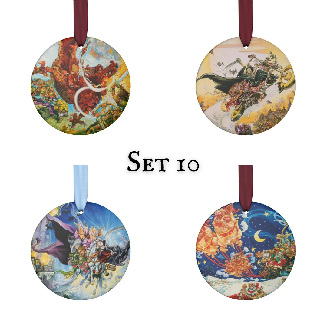 Josh Kirby Hogfather Ornaments (4 pack)