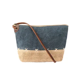 KomalC Stylish Slingbag for Women -made with high-quality Jute & Premium Buffalo Leather accents | Woven Shoulder Bag | Summer Bag for everyday use (Delphinium)