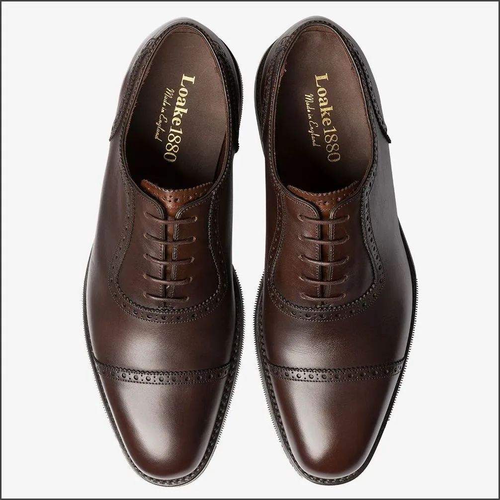 Loake Fleet Dark Brown Semi Brogue Oxford Shoe Size 9 Only*