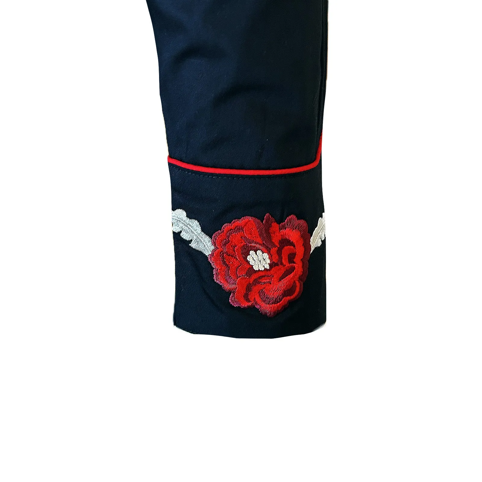 Men's Vintage Cascading Floral Embroidery Black Western Shirt