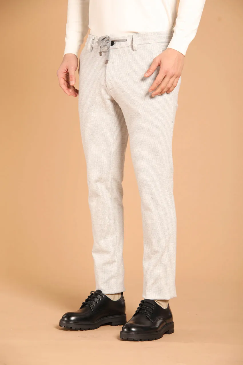 Milan Jogger men's chino pants in viscose with houndstooth pattern extra slim fit