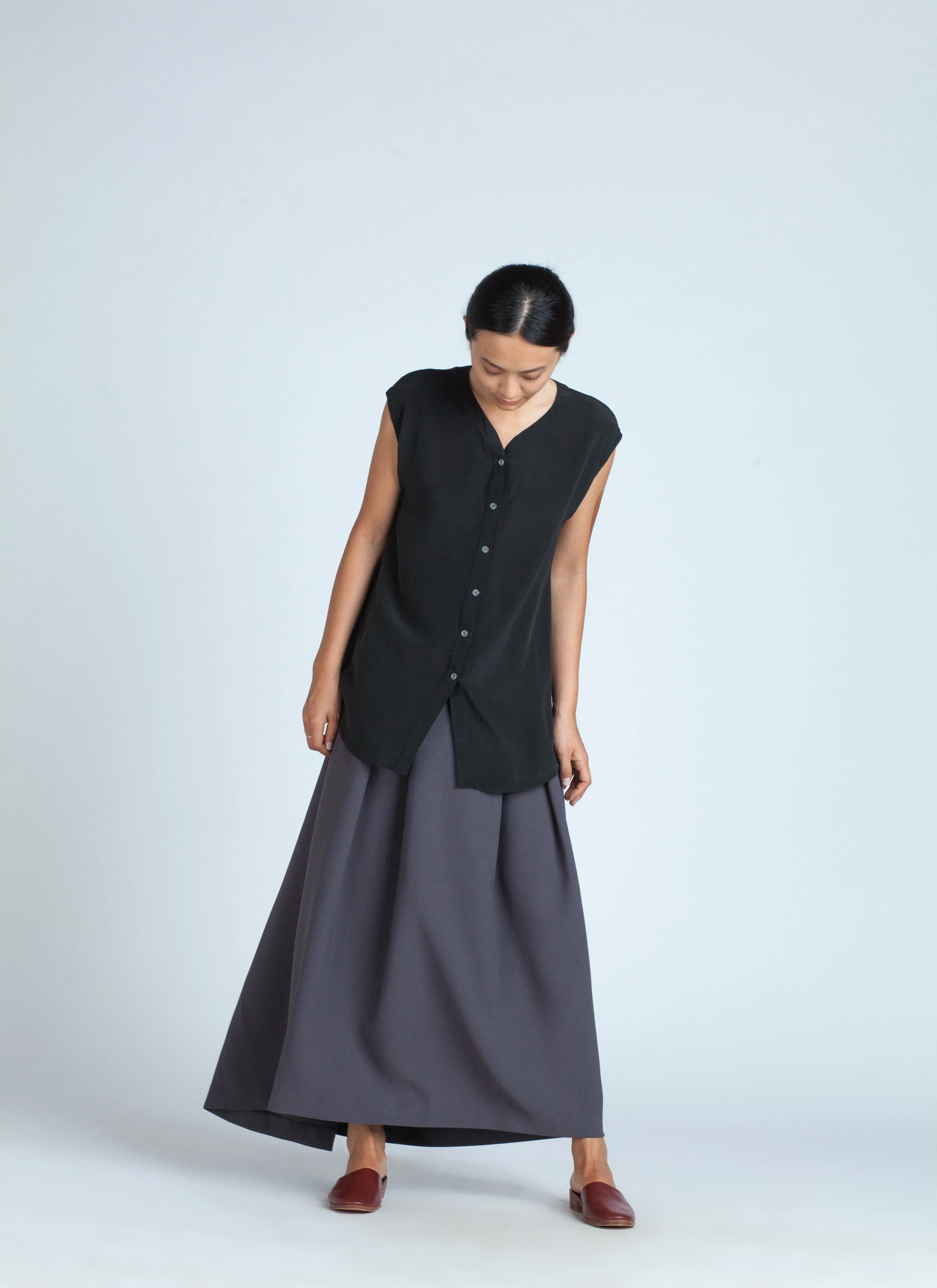 Mollis Cap Sleeve Silk Top - Black