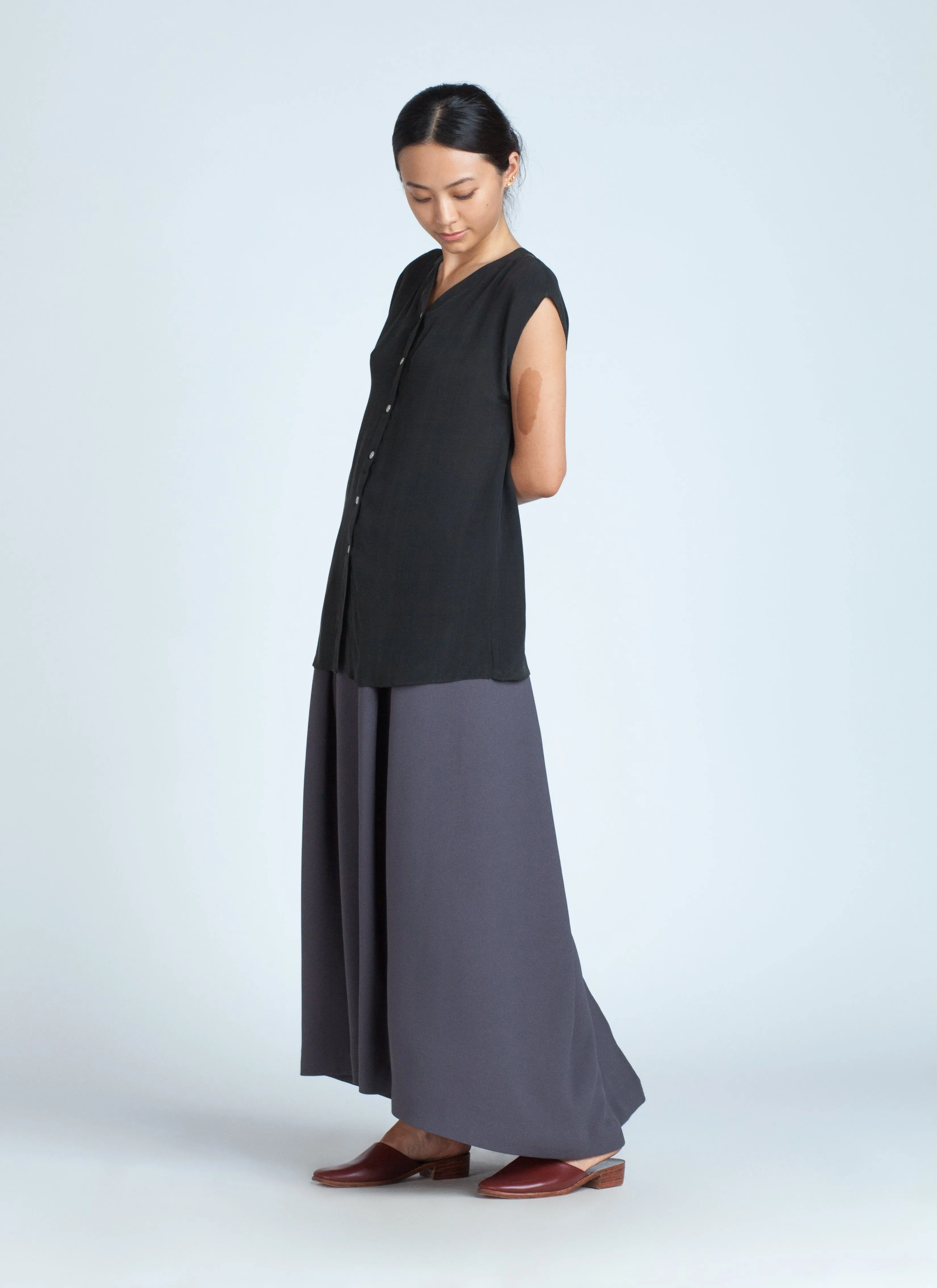 Mollis Cap Sleeve Silk Top - Black