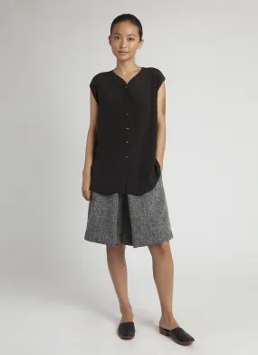 Mollis Cap Sleeve Silk Top - Black