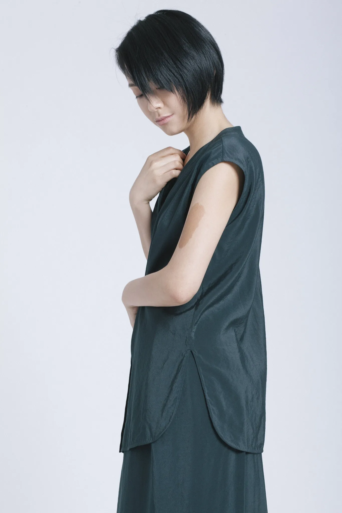 Mollis Cap Sleeve Top - Dark Green