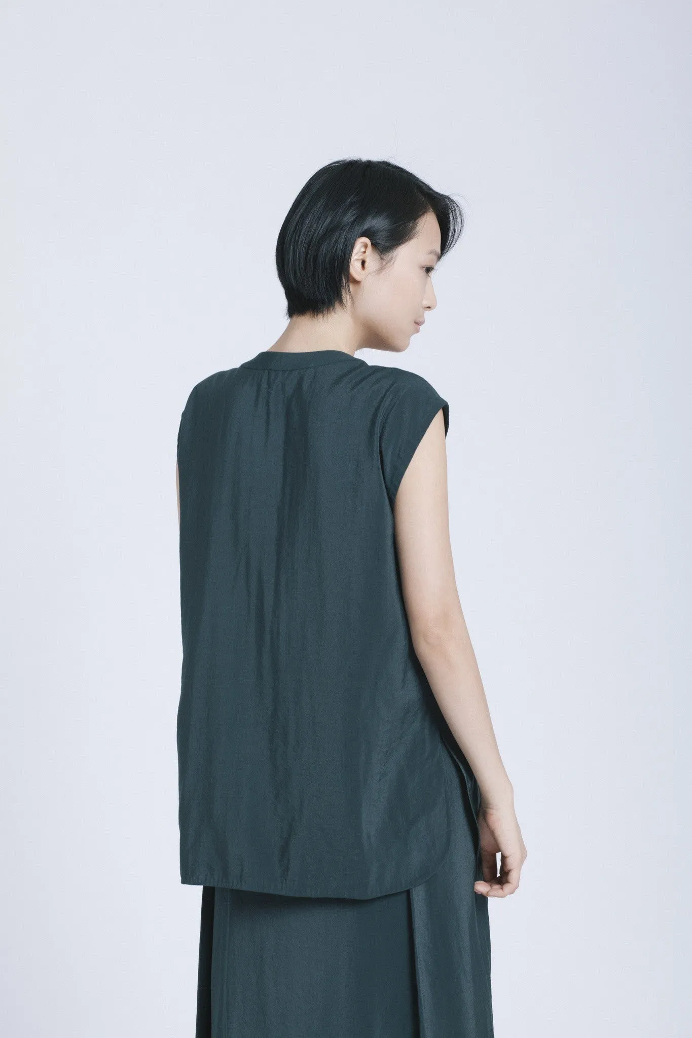 Mollis Cap Sleeve Top - Dark Green