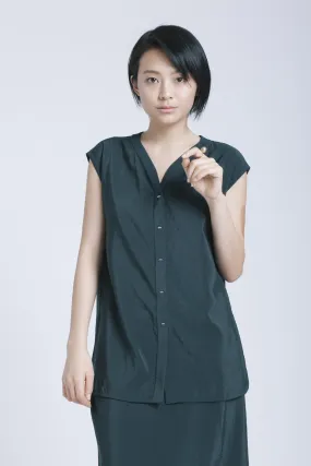 Mollis Cap Sleeve Top - Dark Green