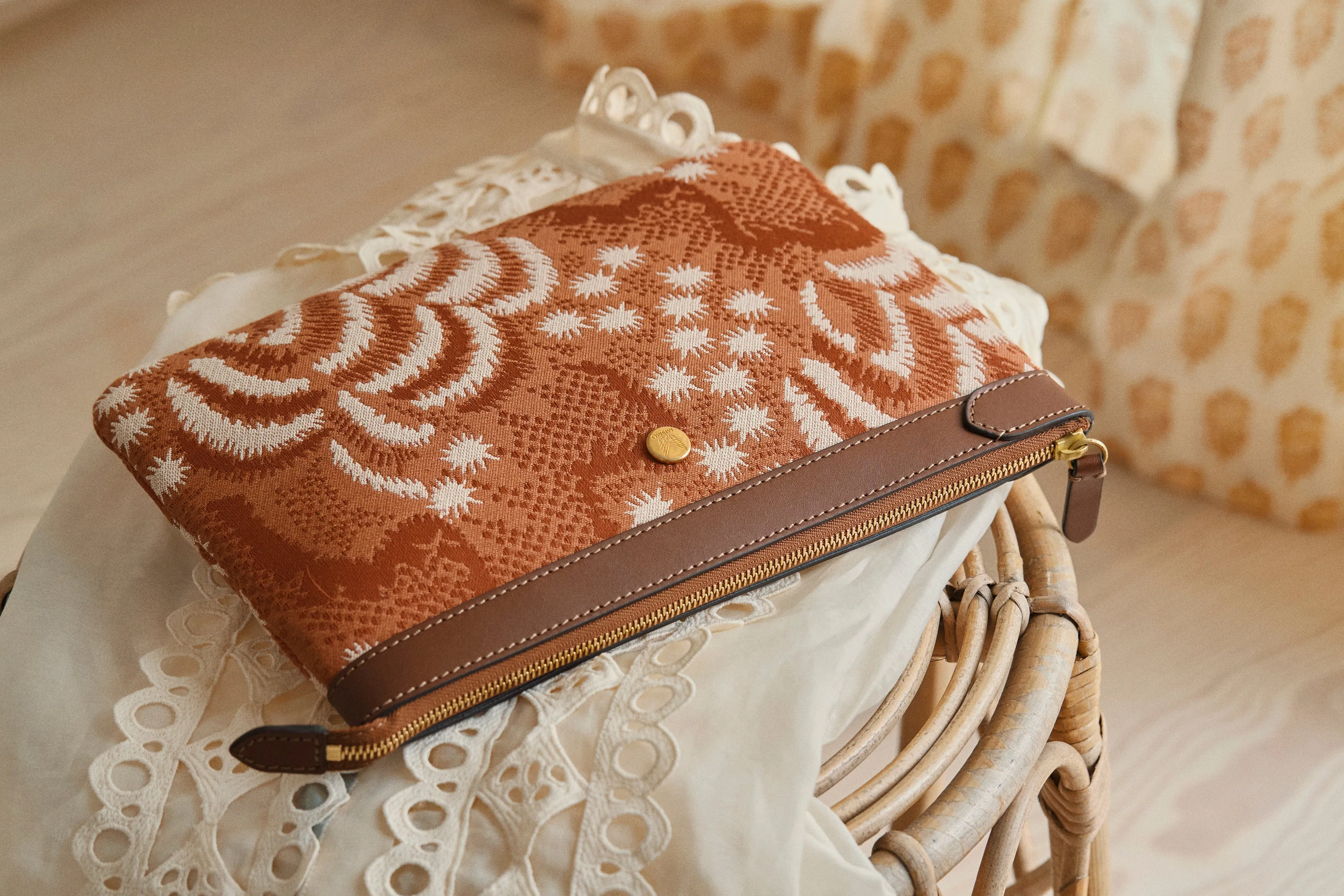 M/S Pouch - Palm Jacquard/Cuoio