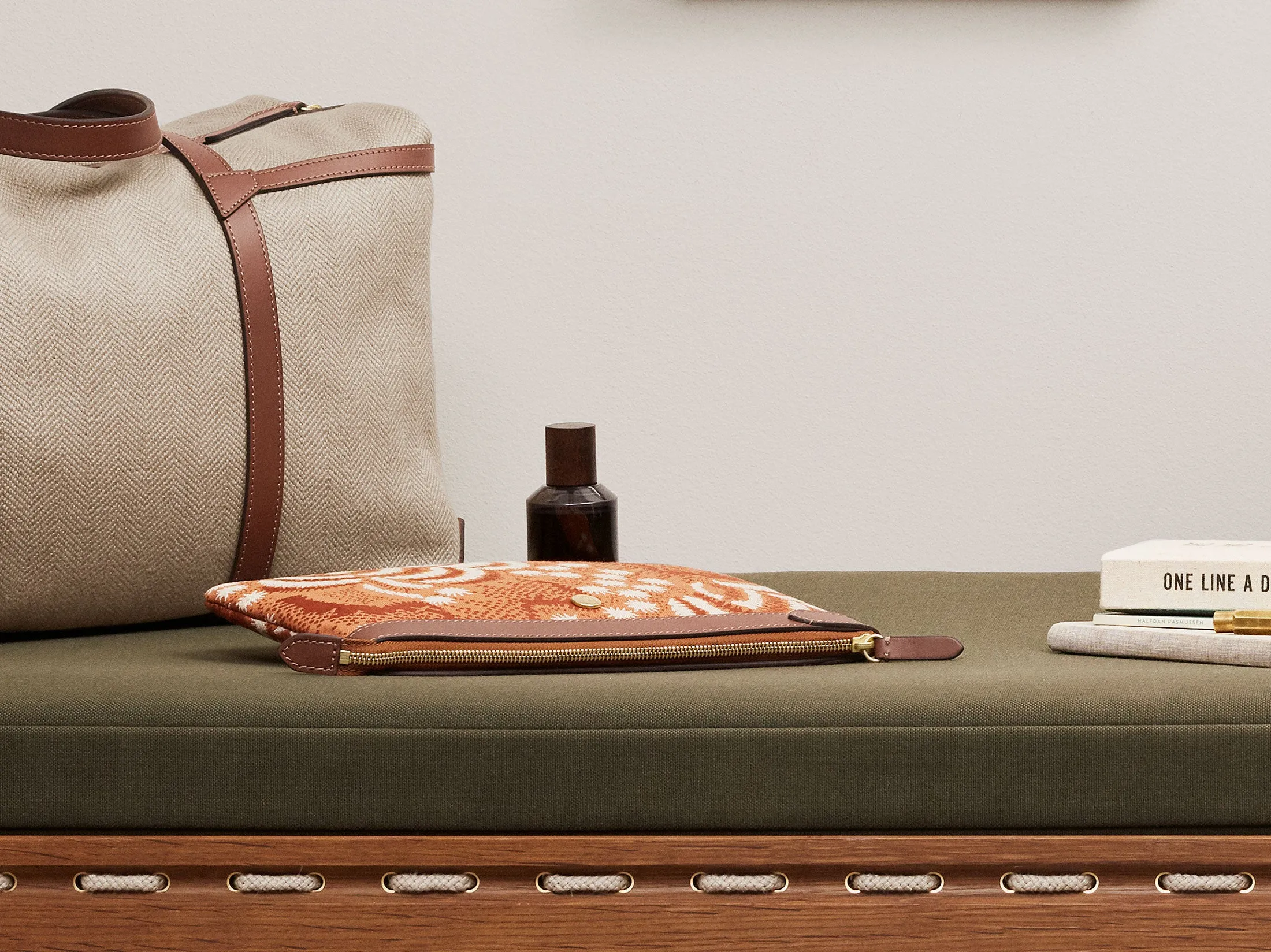 M/S Pouch - Palm Jacquard/Cuoio