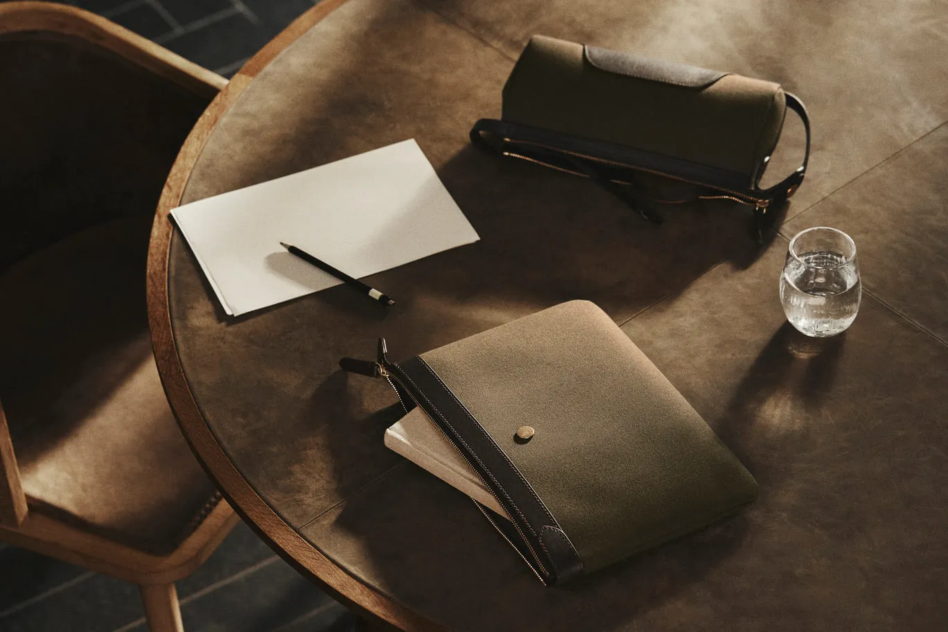 M/S Pouch - Palm Jacquard/Cuoio