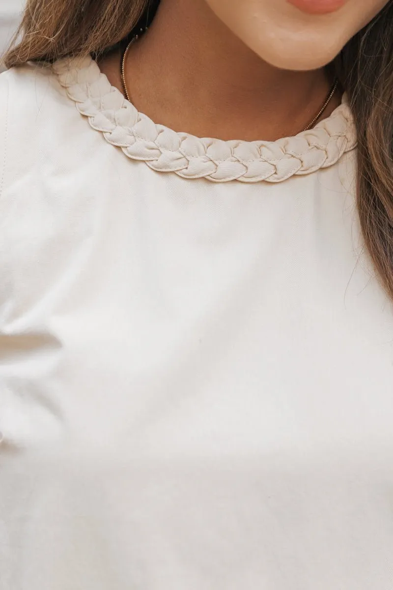 Natural Braided Detail Sleeveless Mini Dress