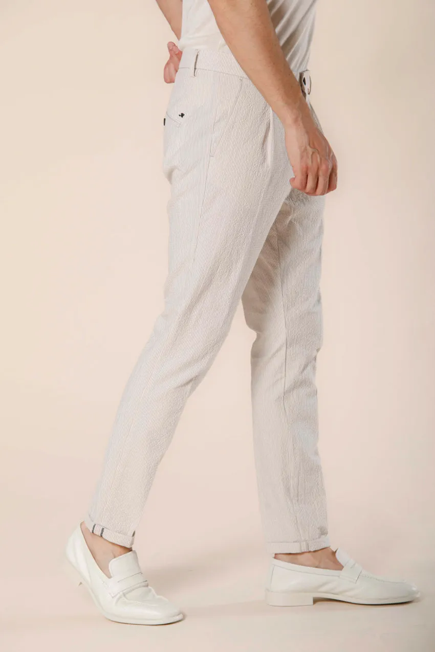 Osaka 1 Pinces men's chino pants in striped  seersucker carrot fit