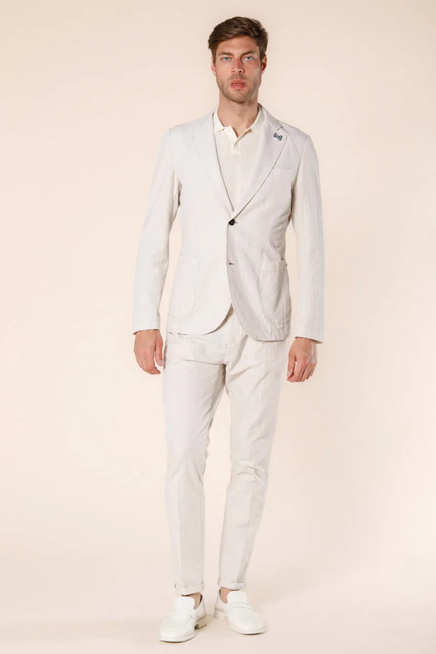 Osaka 1 Pinces men's chino pants in striped  seersucker carrot fit