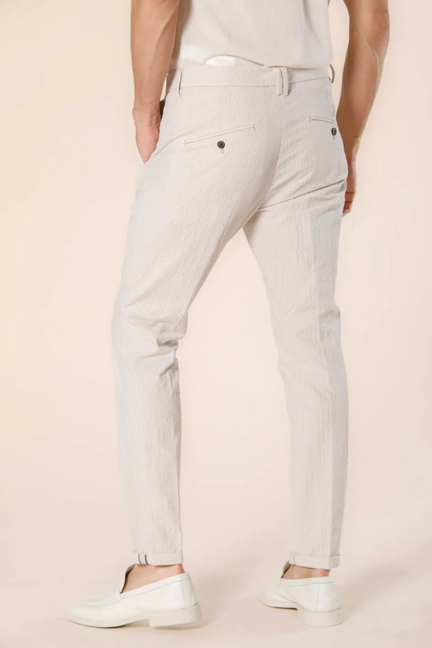 Osaka 1 Pinces men's chino pants in striped  seersucker carrot fit