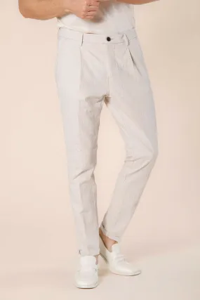 Osaka 1 Pinces men's chino pants in striped  seersucker carrot fit