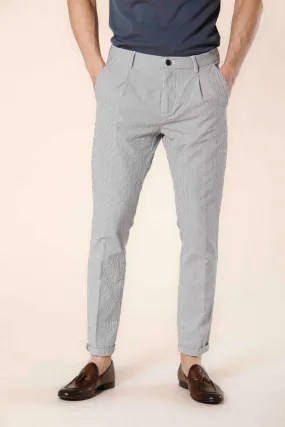 Osaka 1 Pinces men's chino pants in striped  seersucker carrot fit