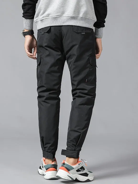 Plus Size Men's Down Winter Jogger Pants (Black, Grey, Green)