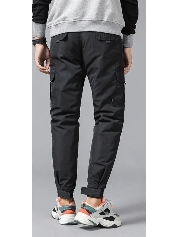Plus Size Men's Down Winter Jogger Pants (Black, Grey, Green)