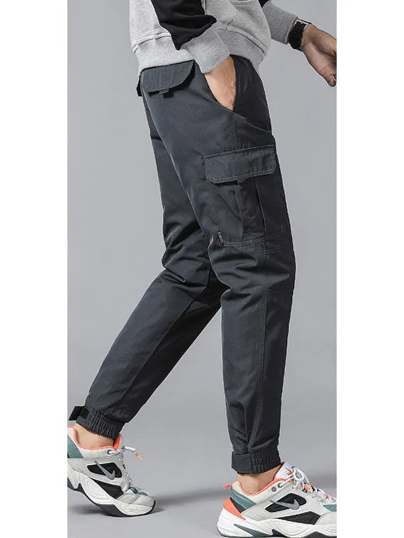 Plus Size Men's Down Winter Jogger Pants (Black, Grey, Green)