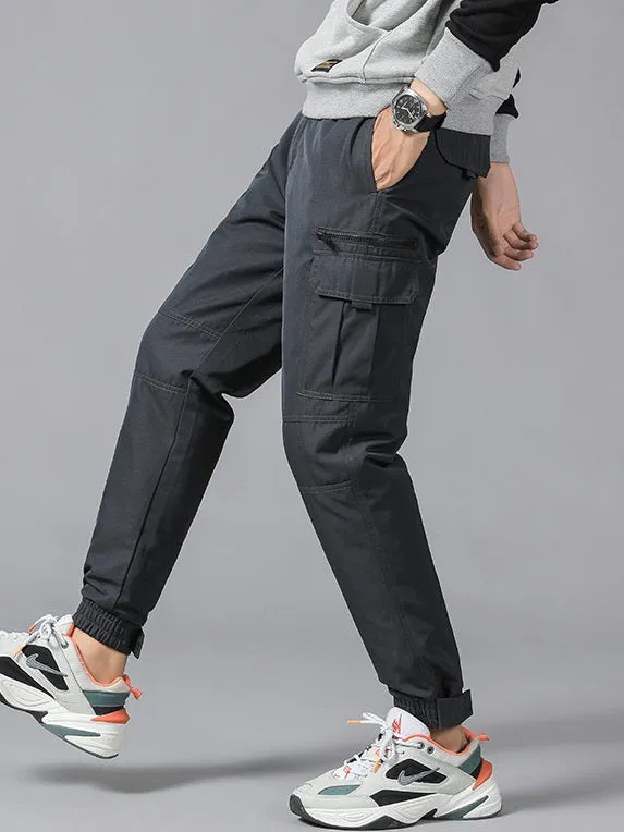Plus Size Men's Down Winter Jogger Pants (Black, Grey, Green)