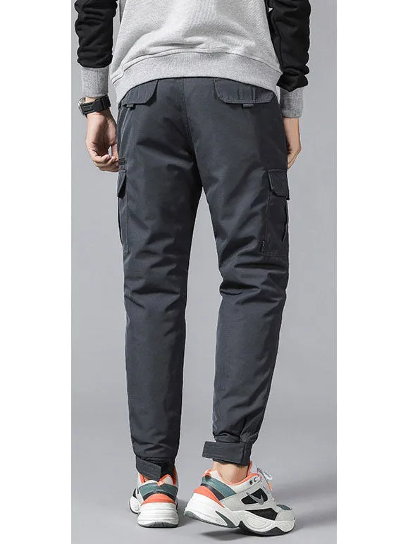Plus Size Men's Down Winter Jogger Pants (Black, Grey, Green)
