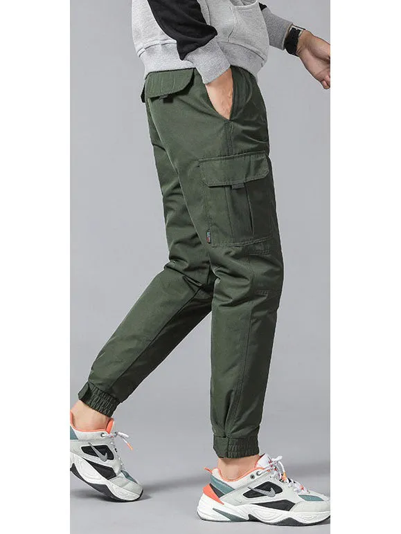 Plus Size Men's Down Winter Jogger Pants (Black, Grey, Green)